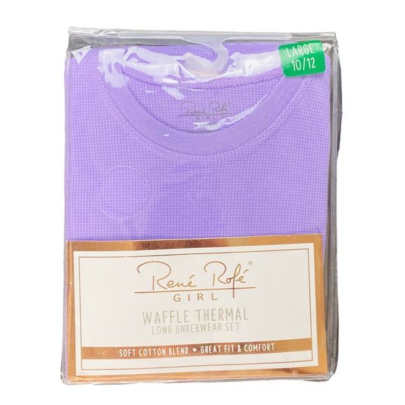 Rene Rofe Girl Waffle Thermal Long Underwear Set - Picture 1 of 3